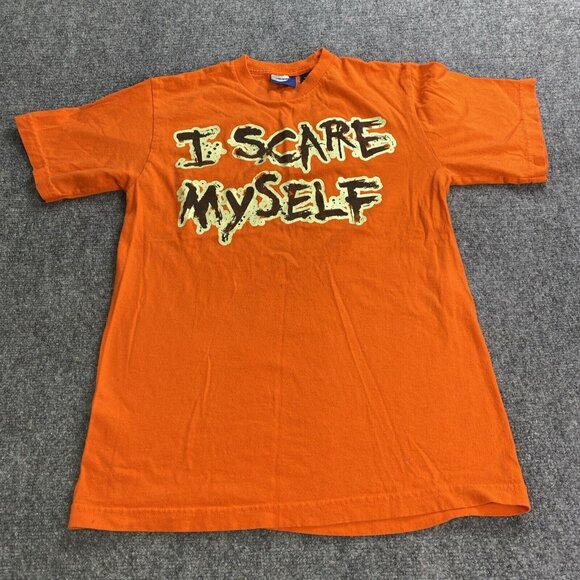 Halloween I Scare Myself‎ T-Shirt Men’s M  38 40 Orange Funny Short Sleeve Y2K - Picture 1 of 9